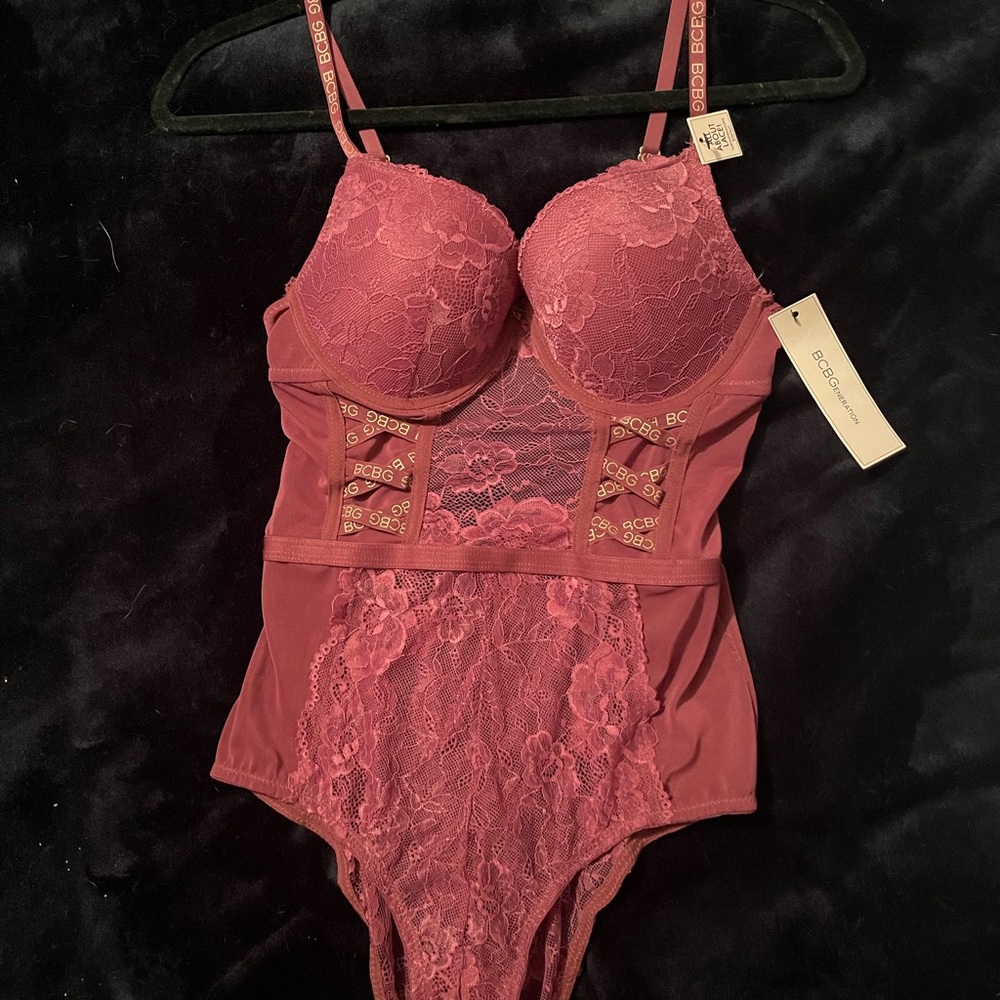 BCBGenerarion Pink Lace Bodysuit with Underwire Support (NWT)